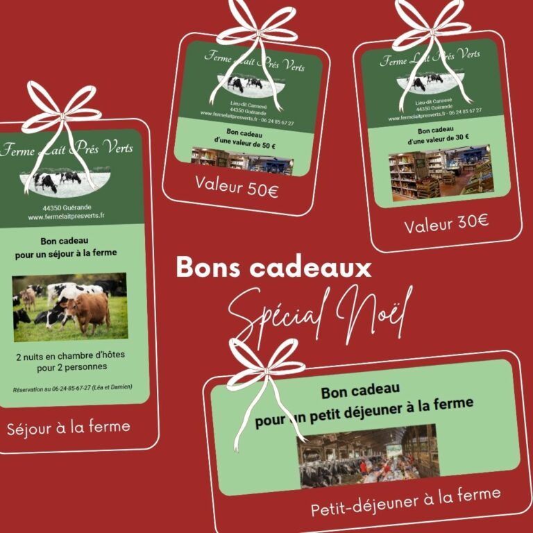 bons cadeaux de noel de la Ferme Lait Prés Verts à Guérande