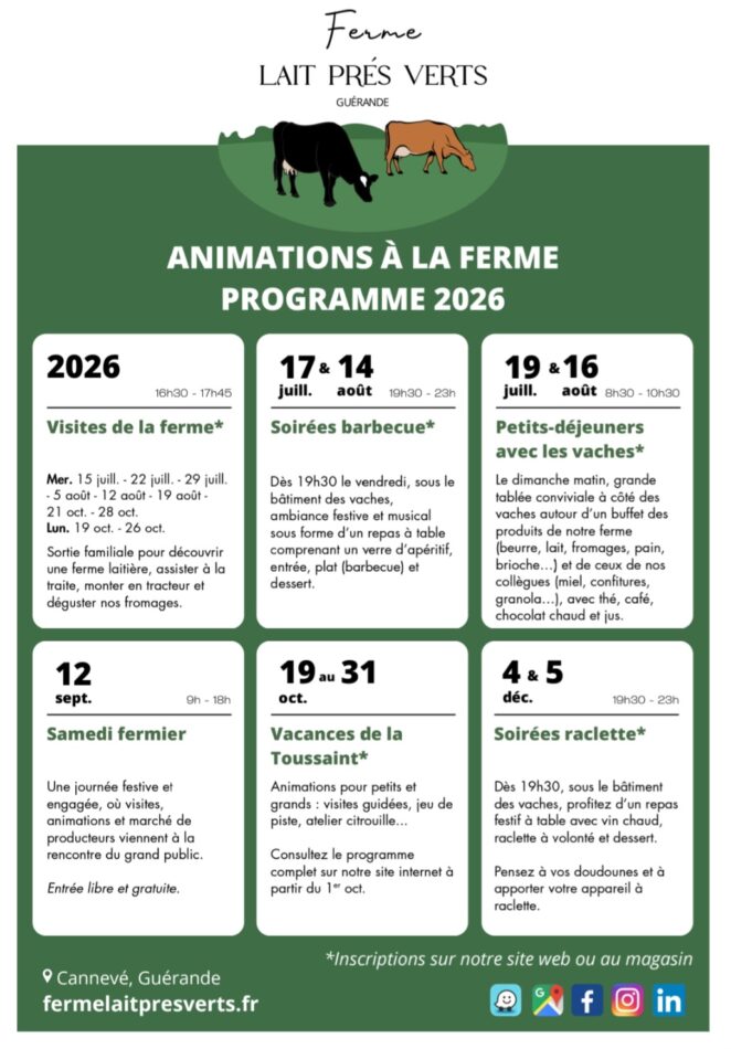 programme animations à la ferme 2026